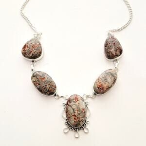 Unique Rhyolite Necklace - Sterling Silver Statement Jewelry